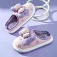 thumbnail image 3 of Zapatillas de algodón de suela gruesa para mujer en otoño e invierno, ropa exterior con lazo nuevo, interior para el hogar, además de zapatillas de algodón cálidas e impermeables de terciopelo para in, 3 of 5