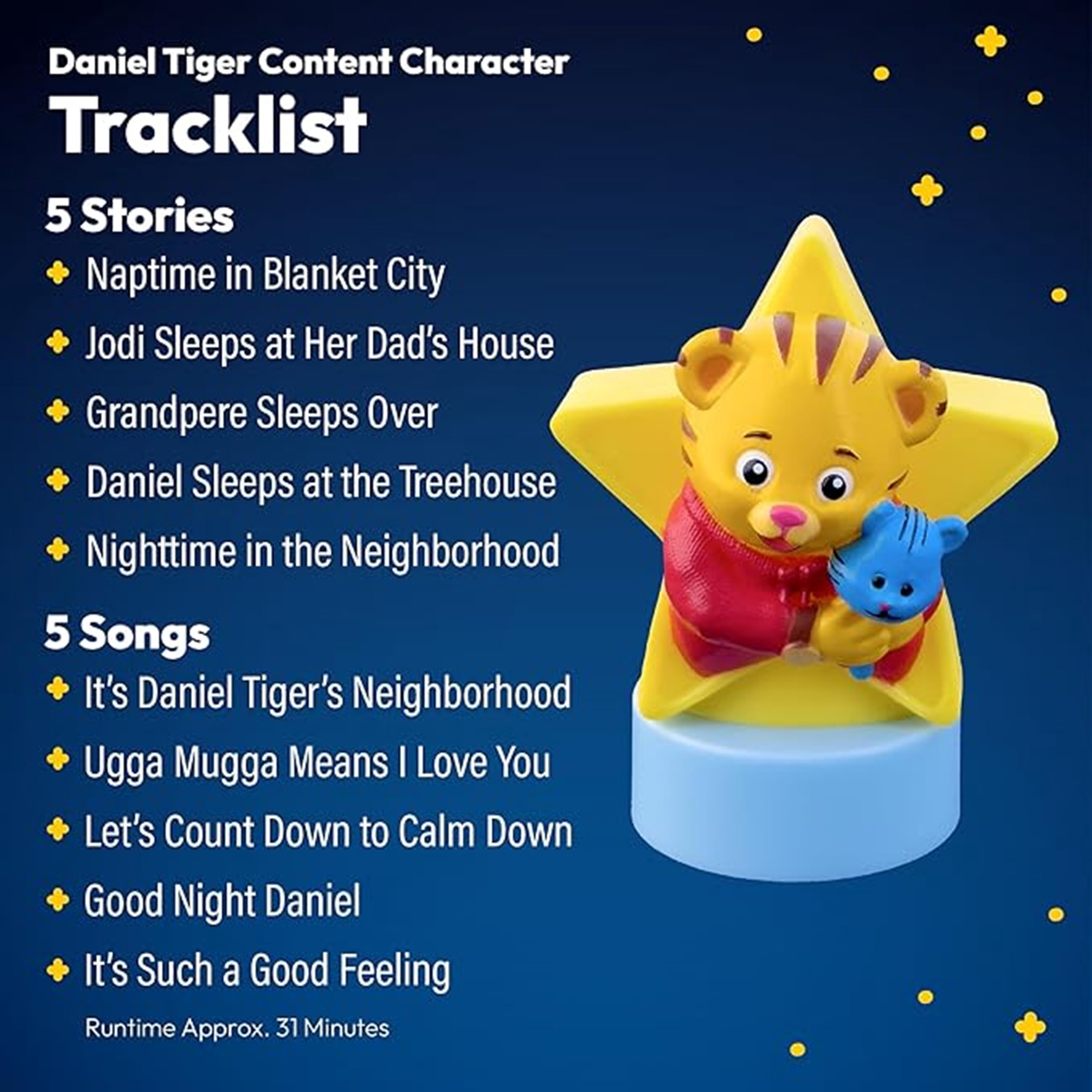 Luna Daniel Tiger Figurine Cartridge with 5 Stories and 5 Songs, Ages 3+ Compatible with Storytime Projector