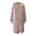 thumbnail image 3 of Women's Mid-Length Solid Color Winter Coat, Warm Hooded Long Sleeve Jacket with Soft Insulation, Knee-Length Casual Outerwear for Cold Weather, Classic Hood Daily Wear Parka Light Pink XXXL, 3 of 5