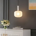 thumbnail image 2 of SAFAVIEH Naois LED White Glass Pendant Light with White Shade, 2 of 8