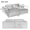 thumbnail image 3 of 86.6" Oversized Double Chaise Lounge Chair Indoor with 2 Pillows, Modern Upholstered Corduroy Double Sofa Bed, Comfy Corduroy Fluffy Sleeper Sofa Couch for Living Room, Apartment, Office, Green, 3 of 9