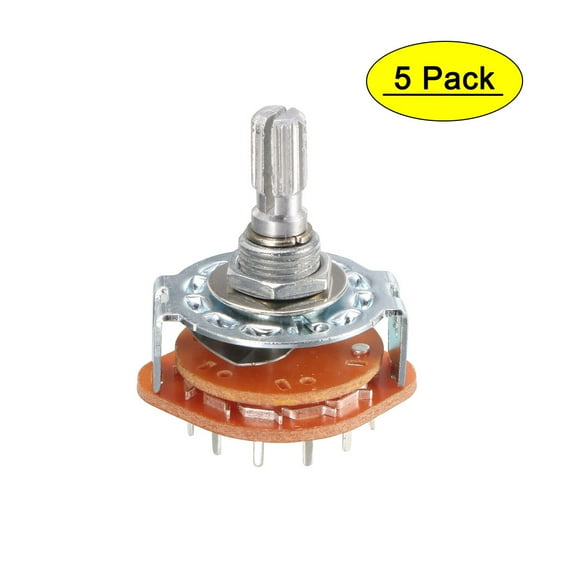 5Pcs 1 Pole 12 Positions 6mm Knurled Shaft Diameter Band Selector Rotary Switch