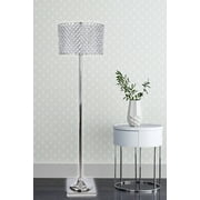 62" Polished Nickel Floor Lamp with Pedestaled Square Base and Crystal Bling Shade