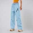 thumbnail image 4 of Aihuaihua Womens Cargo Jogger Pants Elastic Drawstring Y2K Parachute Pants Spring Fall High Waisted Casual Streetwear Trousers with Pockets Light Blue M, 4 of 6