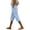 691#Light Blue, variant on Women's 2026 Summer Cotton Linen Capris Elastic Drawstring High Waist Loose Casual Cropped Beach Pants Gray S