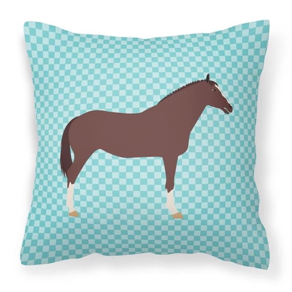 English Thoroughbred Horse Animal Art Checkboard Design Fabric Decorative Pillow