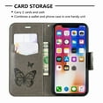 thumbnail image 6 of Allytech iPhone X Case, iPhone XS Case, Slim Fit PU Leather Folio Butterfly Embossed Shockproof Wrist Hand Strap Flip Cards Holder Wallet Case TPU Back Cover for Apple iPhone XS/X, Gray, 6 of 8