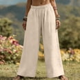 thumbnail image 6 of Tauxra Casual Linen Pants for Women, High Waist Wide Leg, Elastic Waist, Solid Color, for Spring Summer Daily, 6 of 9