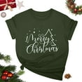 thumbnail image 2 of Jinhomg Christmas Tee Shirts for Women Funny Cute Letter Print Xmas T-Shirt Lightweight Comfy Short Sleeve Crew Neck Holiday Tops Daily Wear Army Green XXL, 2 of 6