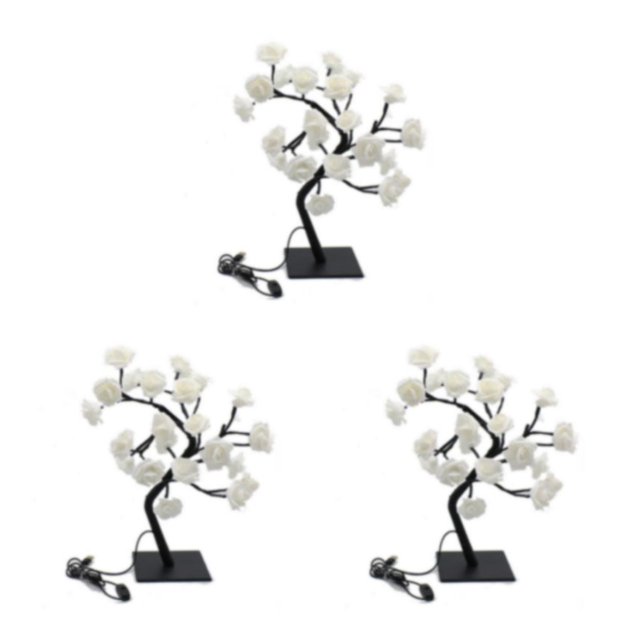 Ruiboury Color Changing Rose Lamp 鈥?Lighted Remote Control Gift For Any Occasion Wide Application Artificial Bonsai Tree Lights white black rod 3Set