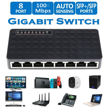 10/100 Mbps 8 Port Fast Ethernet LAN Desktop RJ45 Network Switch Hub (Best Home Ethernet Switch)