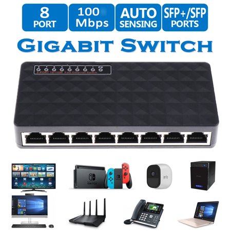 10/100 Mbps 8 Port Fast Ethernet LAN Desktop RJ45 Network Switch Hub