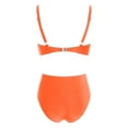 thumbnail image 4 of Women Two Piece Swimsuits High Waisted Bikini Set Tummy Control Bathing Suits Knot Twist Swimwear Orange L, 4 of 4