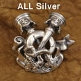 thumbnail image 2 of 925 Sterling Silver Skull Engine Pendant Biker Punk Jewelry TA322 ALL Silver Version, 2 of 4