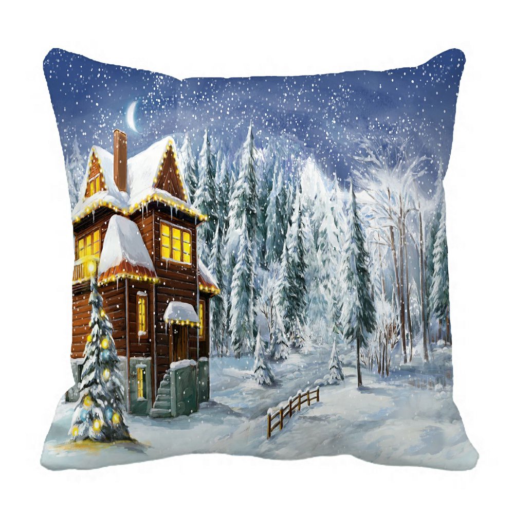 PHFZK Festival Pillow Case, Christmas Winter Happy Scene Pillowcase ...