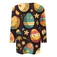 thumbnail image 5 of Womens Easter Outfit Cute Easter Bunny Shirts 3/4 Sleeve Printed Blouses Crew Neck Casual Tunic Tops Loose Fit Comfy T-Shirt, 5 of 5