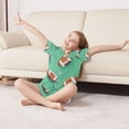 thumbnail image 3 of FORMRS Kids Short Sleeve Top and Pants Pajama Set Unisex Satin 2-Piece Sleepwear, Sizes 5-6Y, Green American Footballs, 3 of 8