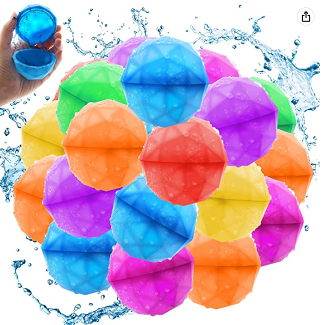 HueLiv Reusable Water balloons, 18 PCS Refillable Water Bomb Splash