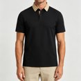 thumbnail image 4 of Rrxhxhs Golf Shirts for Men Summer Fashion Contrast Collared 2-Button Short Sleeve Leisure Thin Ice Silk Business Casual Tops,L, 4 of 4