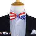 thumbnail image 2 of PMU Patriotic Bowtie with Adjustable Strap, Red White & Blue American Flag Design, 4th of July Decorations, Party Costume Accessory, for Holidays Veterans Election & Independence Day Pkg/6, 2 of 7