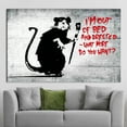 thumbnail image 2 of Banksy Mouse Art, Banksy Out of Bed Rat Art Canvas, Abstract Printed, Street Wall Decor, Mouse Graffiti Canvas Art, Canvas Wall Decor - White Framed, 2 of 9