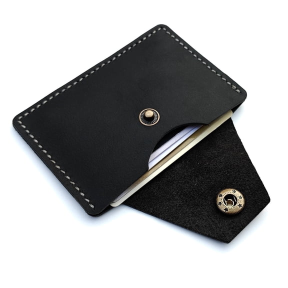 Front Pocket Wallet,leathe card sleeve, business card holder credit card holder for women men (Black)
