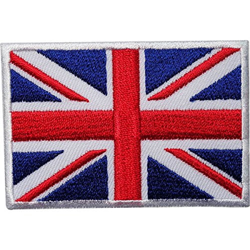 British Union Jack Embroidered Applique England Flag UK Great Britain Sew On Patch Union Jack British Flag Badge for Uniform Clothing Jacket Shirt Black White 