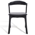 thumbnail image 4 of SAFAVIEH Couture Brylie Modern Leather Solid Dining Bistro Chair, Black (Set of 2), 4 of 14