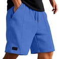 thumbnail image 2 of Waffle Shorts for Men Summer Casual Elastic Waist Wide Straight Leg Loose Knee Length Bermuda Shorts with Pockets, 2 of 8