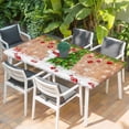 thumbnail image 2 of Christmas Tree Table Cloths for 3 Foot Rectangle Tables, Cute Snowman Red Xmas Balls Country Brown Wood Patio Waterproof Elastic Fitted Tablecloths, Washable Rectangular Table Cover for Camping, 2 of 8