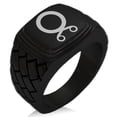 thumbnail image 1 of Stainless Steel Troll Cross Viking Norse Geometric Pattern Step-Down Biker Style Polished Ring, 1 of 1