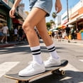 thumbnail image 2 of LBJR Womens Striped Crew Socks Cotton Cozy Casual Calf Socks for women 4 Pairs,Size Fits Shoes 5-10, 2 of 4