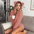 thumbnail image 4 of Sonducket Ropa de dormir con capucha de lana para mujer Pijamas Mono de oso de peluche Pantalones cortos Mamelucos Prendas para la parte inferior del cuerpo Melocotón rojo S Sonducket FS10114-57, 4 of 6