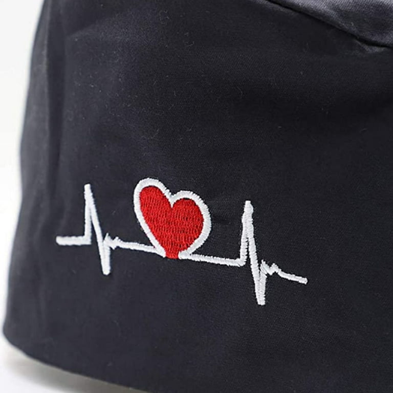 Visland Women Men Unisex Surgical Scrub Cap ECG Embroidery Visland Women Men Unisex Surgical Scrub Cap ECG Embroidery