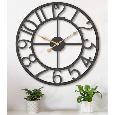 20 Inch Large Oversized Wall Cocks for Living Room Decor,Battery Operated Silent Non Ticking,Vintage Rustic Big Arabic Numeral Metal Wall Clock for Kitchen,Bedroom,Office,Dinng Room
