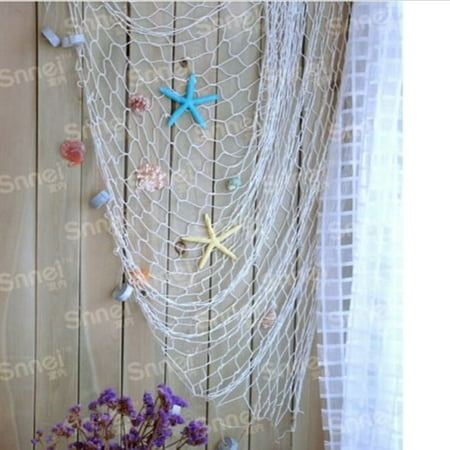 Mediterranean Style Nautical Decorative Fish Net With Shells Wall
