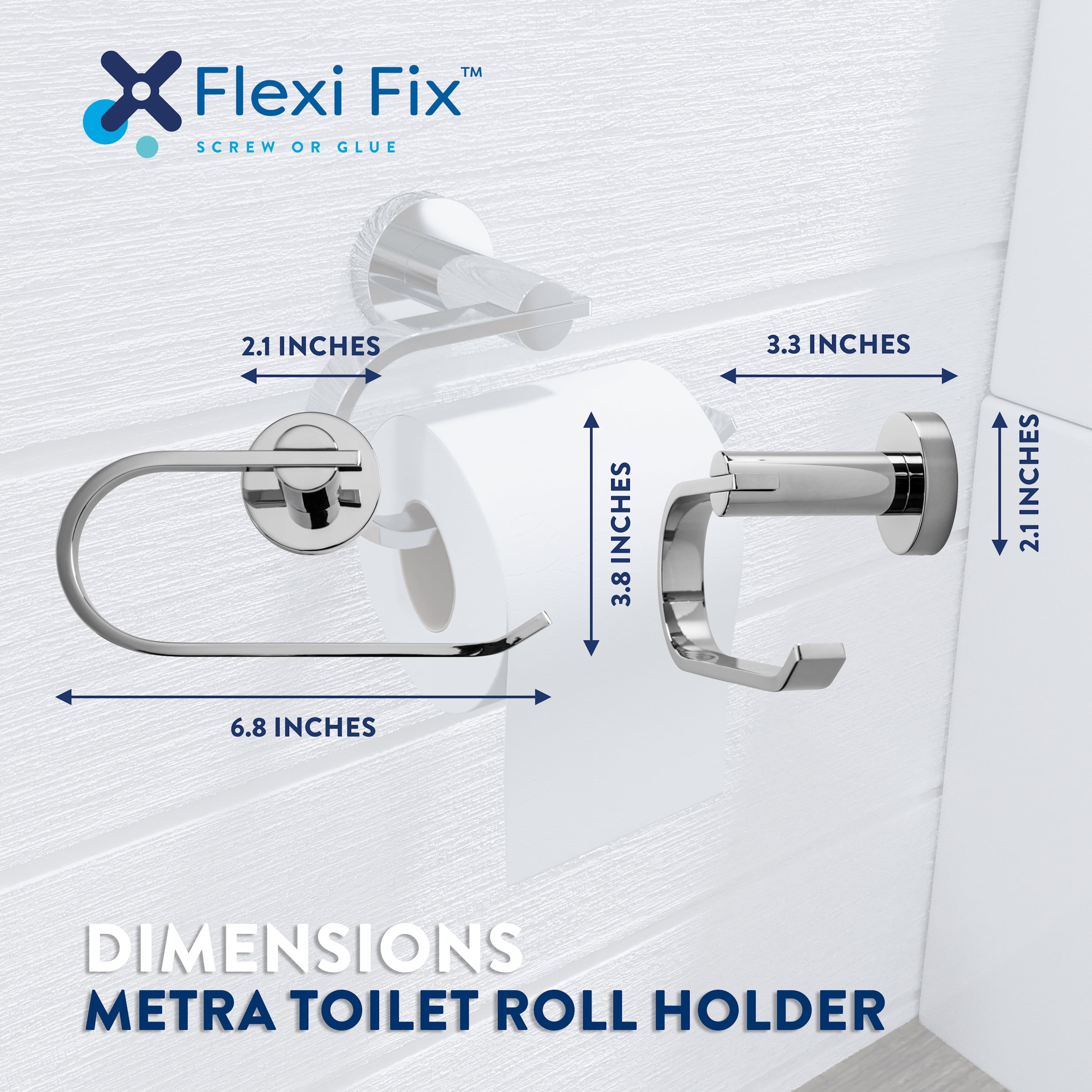 Croydex Metra Flexi Fix  Wall-Mounted Toilet Paper Holder in Chrome