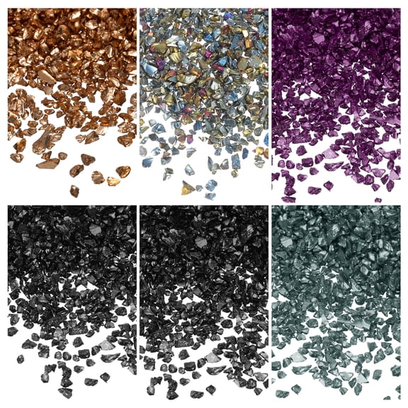 Uxcell 26g Crushed Glass for Crafts 2-4mm Metallic Irregular Glass Chips for Nail Arts Vase Filler DIY Resin Decor Black/Purple/Blue/Gold