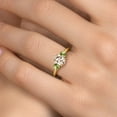 thumbnail image 4 of Gem Stone King 1.60 Ct Oval Peach Morganite Green Peridot 18K Yellow Gold Plated Silver Ring, 4 of 6