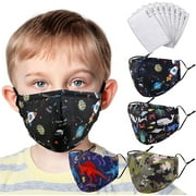 Malai Kids Bandana Face Mask, Kids Mask Cover, Cute Children Mask, Reusable Cloth Face Masks Set, Mouth & Nose Covers for Girls & Boys - Black&Camouflage