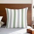 thumbnail image 4 of Sage Green Grey Stripe Pillow Covers 18x18 Inch, Modern Farmhouse Vertical Striped Linen Pillowcase with Invisible Zipper, Decorative Throw Pillow Covers Cushion Case for Couch Sofa Bed Living Room, 4 of 9