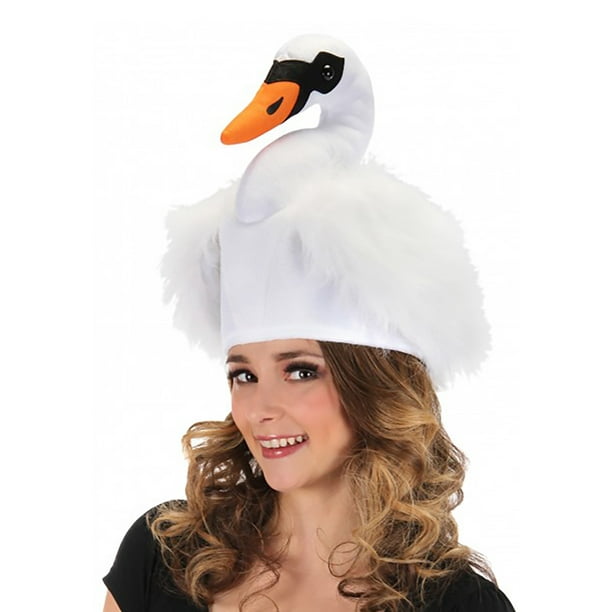 Chapeau de déguisement de cygne blanc en peluche pour adultes et enfants 