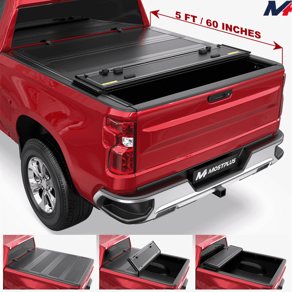 MOSTPLUS 4-Fold 5FT Hard Tonneau Cover for 15-26 Chevy Colorado GMC Canyon Half Low-Profile