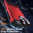 thumbnail image 2 of Decase for iPhone 15 Pro Max 2023 Dual-layer Protector Case,Rugged Dorp Proof Shockproof Built-in Invisible Folding Kickstand TPU Bumpe Hard PC Back Cover Case for iPhone 15 Pro Max,Red, 2 of 8