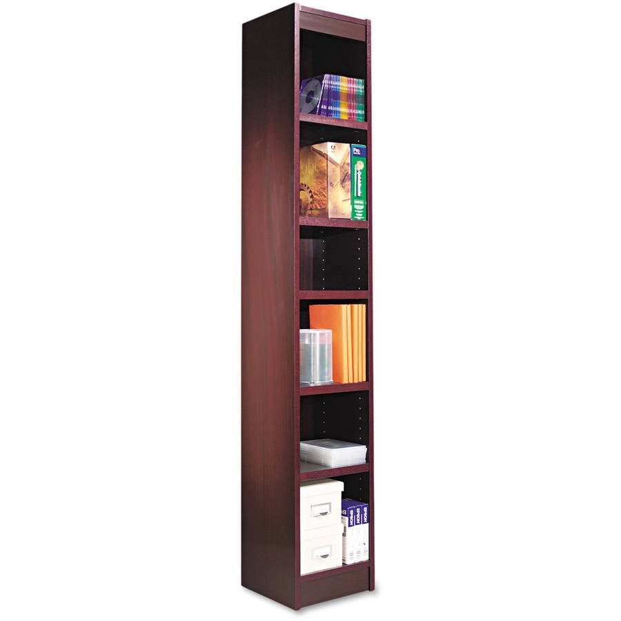 Alera Narrow Profile 6-Shelf Bookcase, Wood Veneer, 12w x 12d x 72h