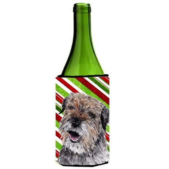 Border Terrier Candy Cane Christmas Wine bottle sleeve Hugger - 24 oz.