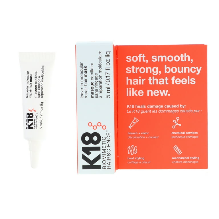 K18 Leave-In Molecular Repair Hair Mask, 0.17 oz, Repairs Extreme
