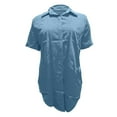 thumbnail image 4 of Womens Tops Women's Solid Color Tops Casual Short Sleeve Slim Button Down Shirt Shirts for Women, 4 of 5