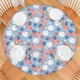 thumbnail image 2 of Blue Baseballs and USA Flags Pattern Round Fitted Tablecloth with Elastic Edge,Dining Table Cover Waterproof,Outdoor Round Tablecloth for Camping,Dining,Indoor and Outdoor, 2 of 7
