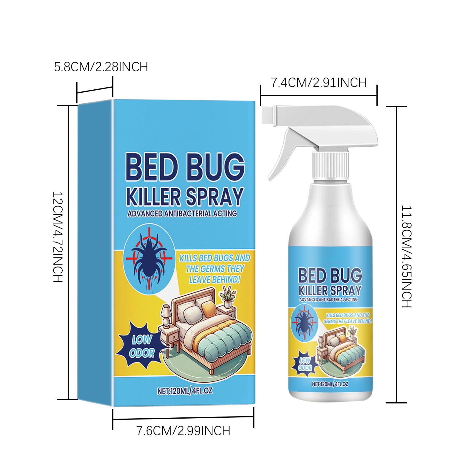 Alvantor Bed Bug Killer Spray Natural Plant Based Mattress Treatment for Home, 4fl.oz